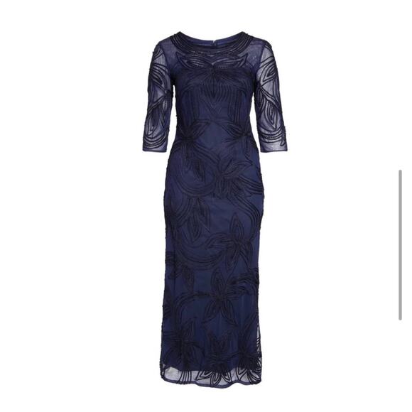 JS Collections Women's‎ Pearl Beaded Soutache Column Gown Formal Blue Size 10 - Picture 3 of 16